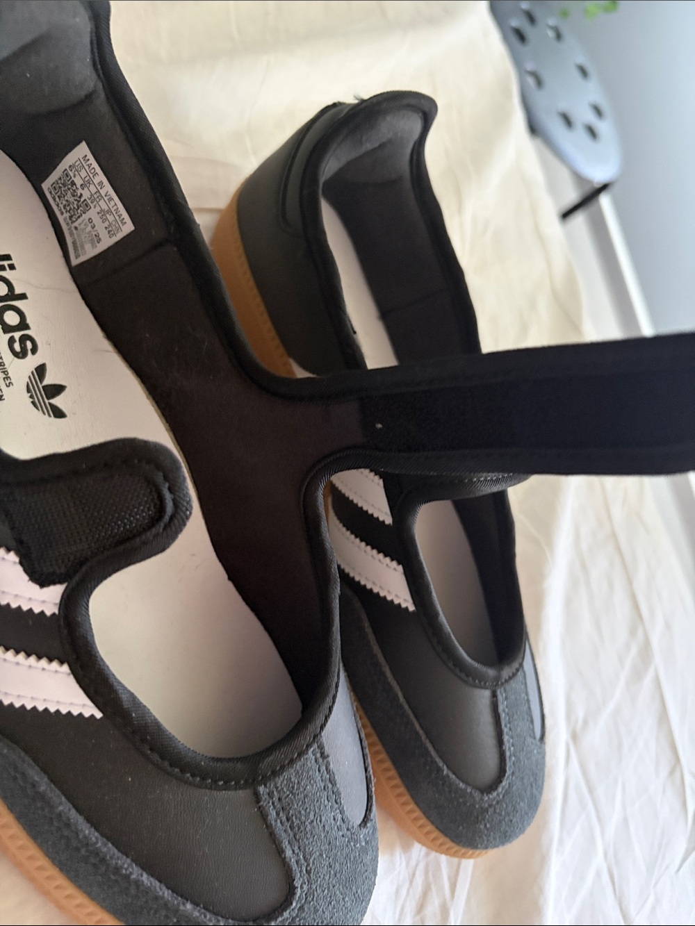 adidas Black Mary Jane Sneakers with White Stripes - Picture 5 of 7